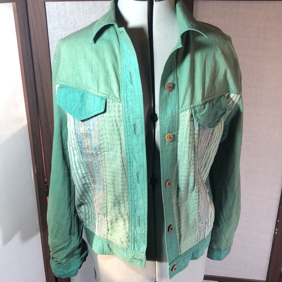 Nadya Green patchwork jacket that is jeans style/lots of pockets/XS - Picture 12 of 17